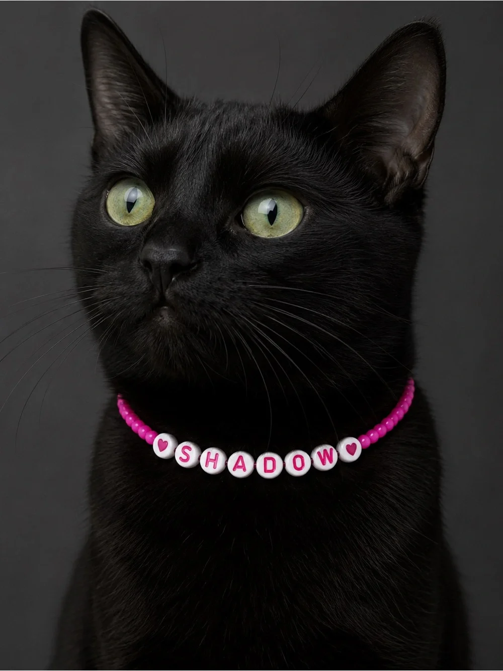 Shadow Pink Beaded Cat Collar 9”